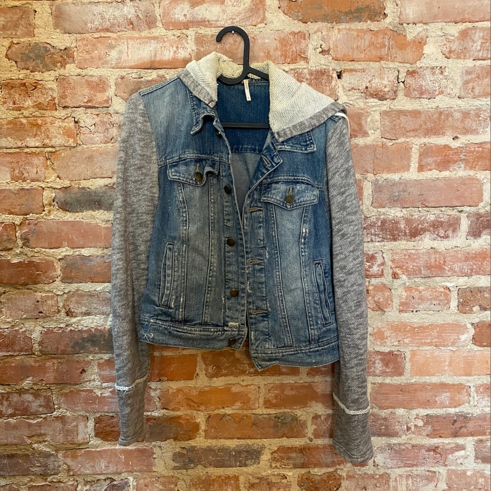 Free people hooded jean jacket